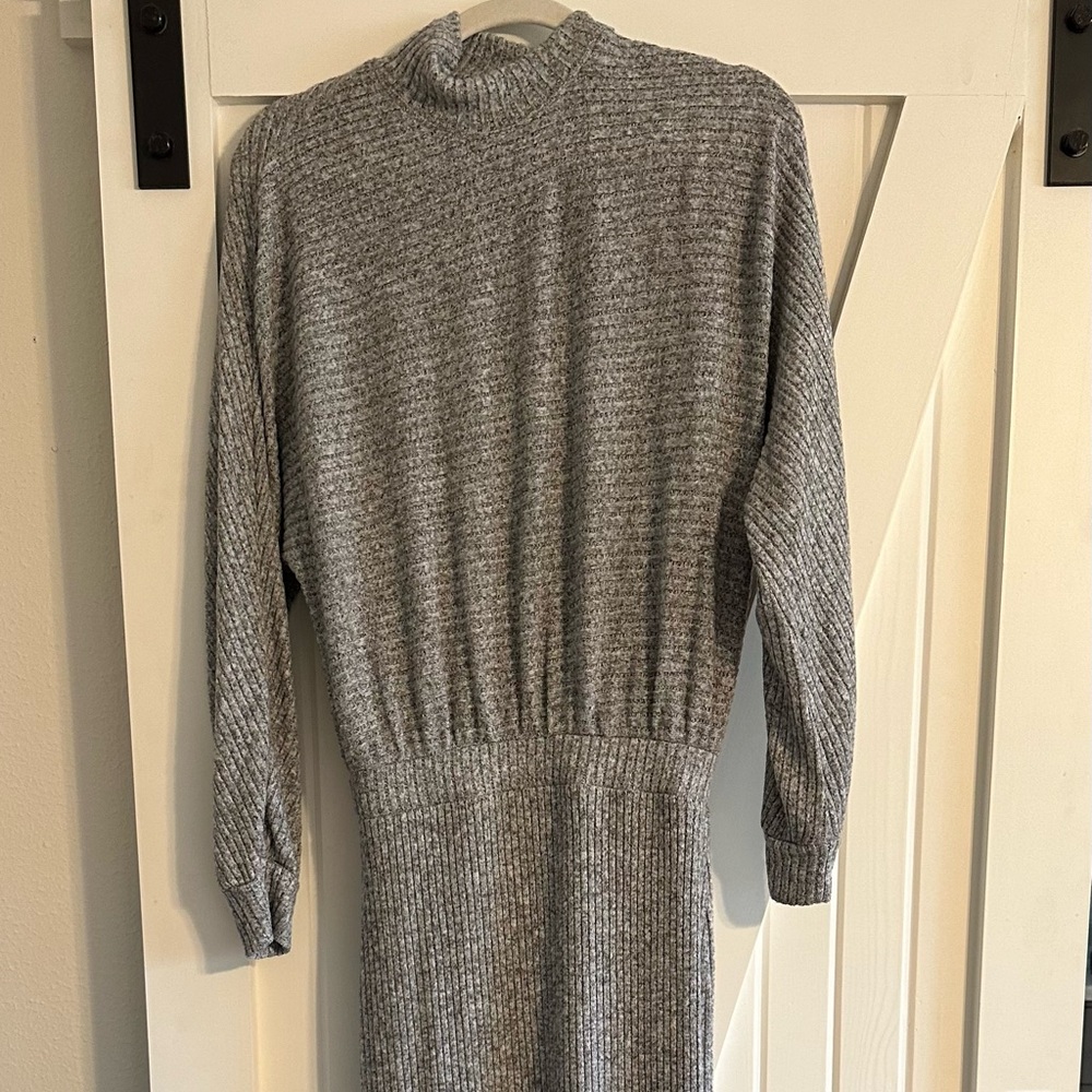 Grey turtleneck sweater dress